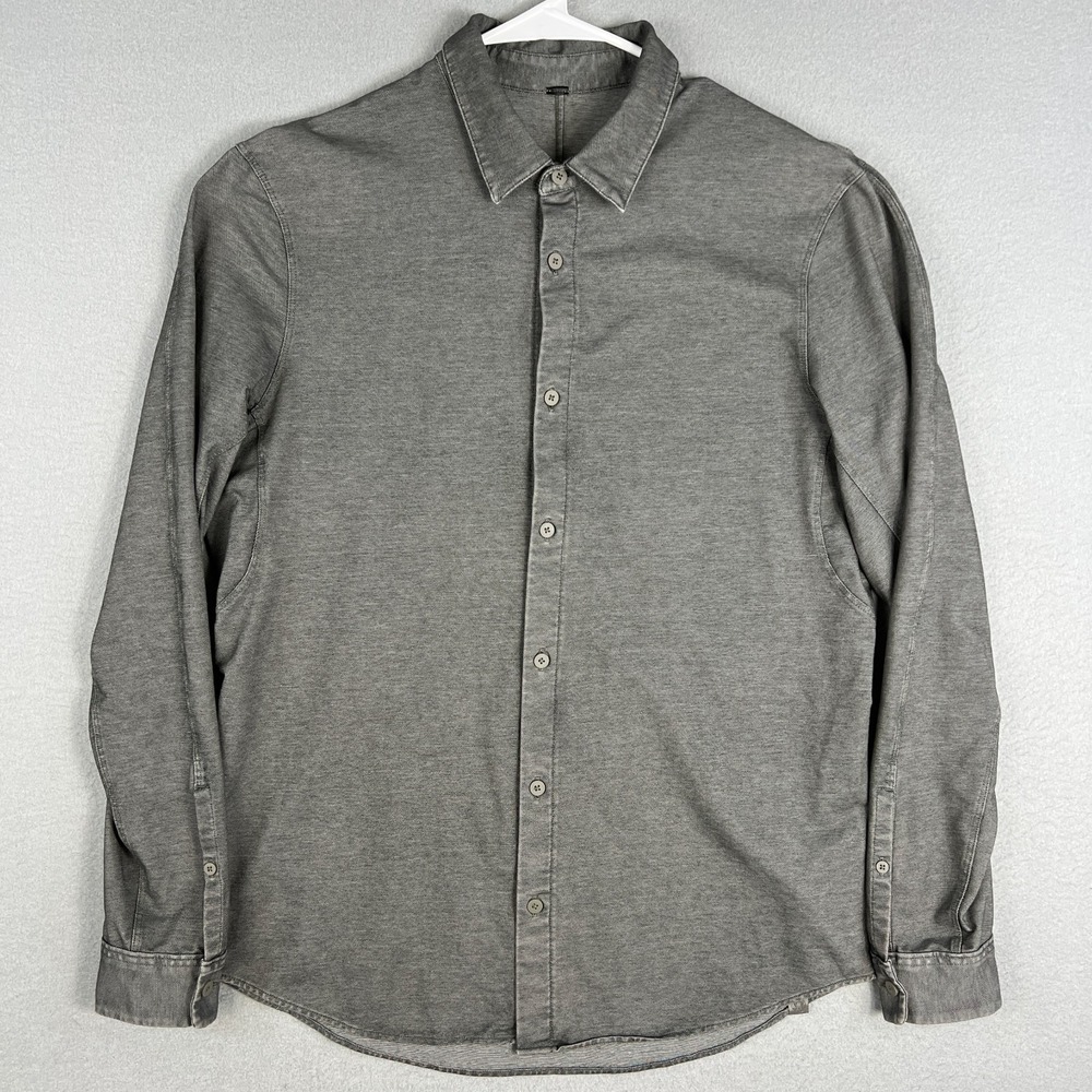 Lululemon Commission Button Up Shirt Fits M Gray Casual Business Performance